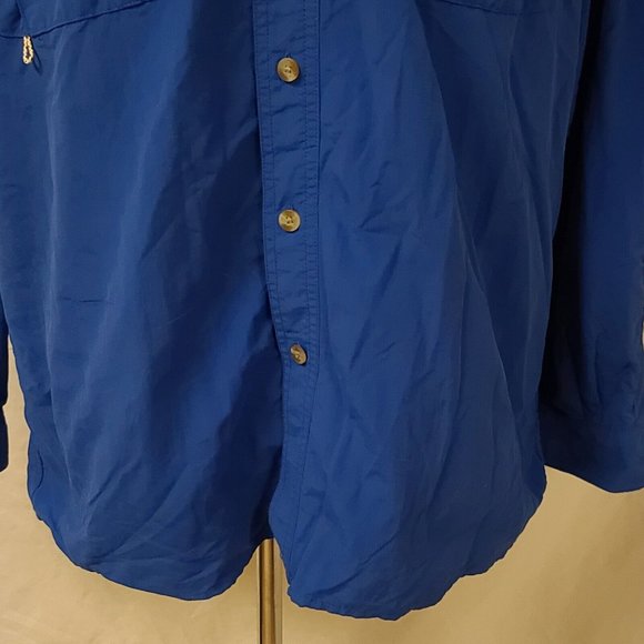 MAGELLAN OUTDOORS MAG WICK Mens Large Royal Blue Fish Long Sleeve Shirt - Picture 4 of 12